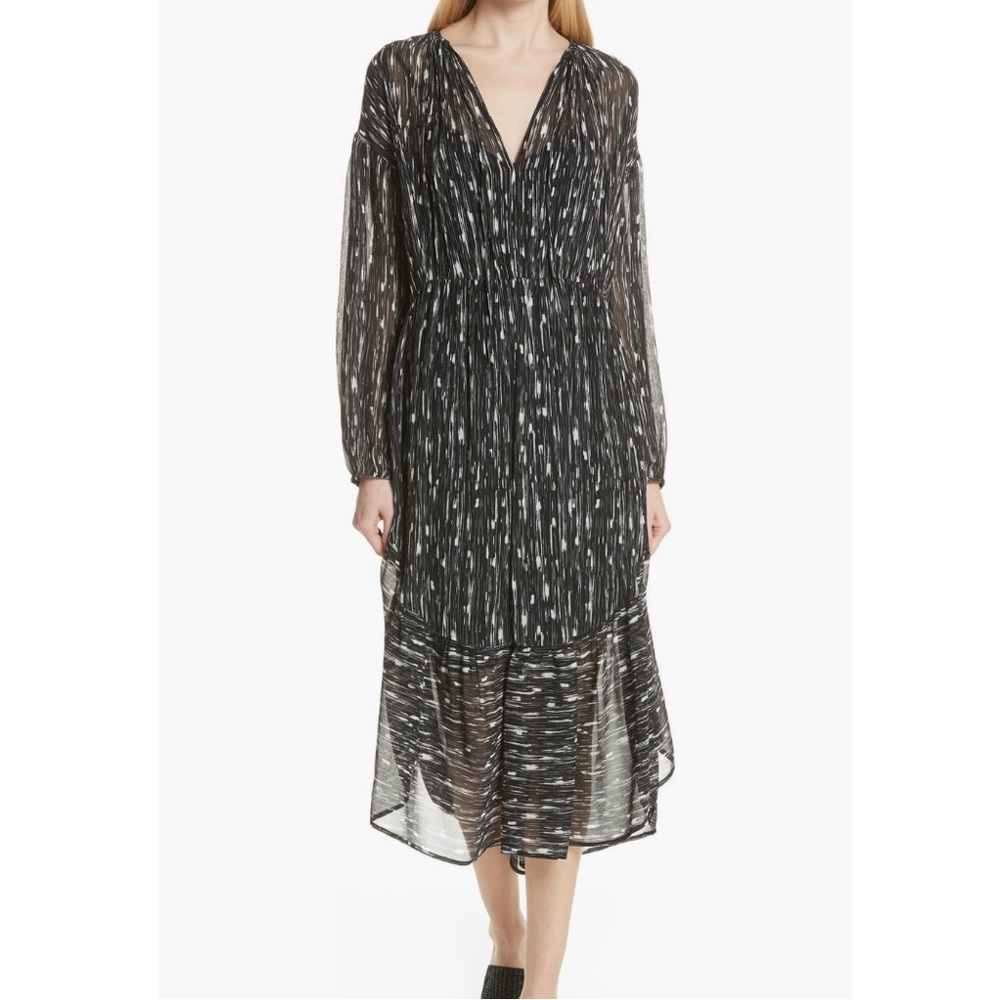 Vince Brushstroke Silk Chiffon Dress